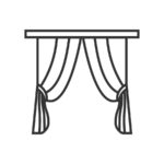Simple logo in outline style of curtains