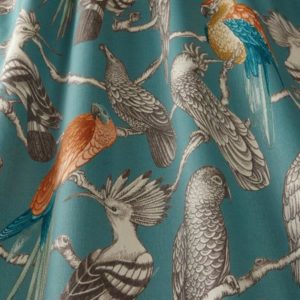 Aviary in lagoon bird print fabric