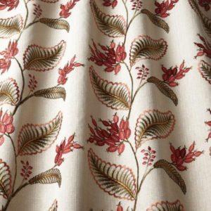 Berry wine embroidered fabric in ruby