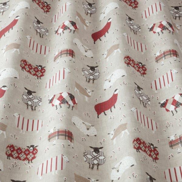 Sheep print in red and beige