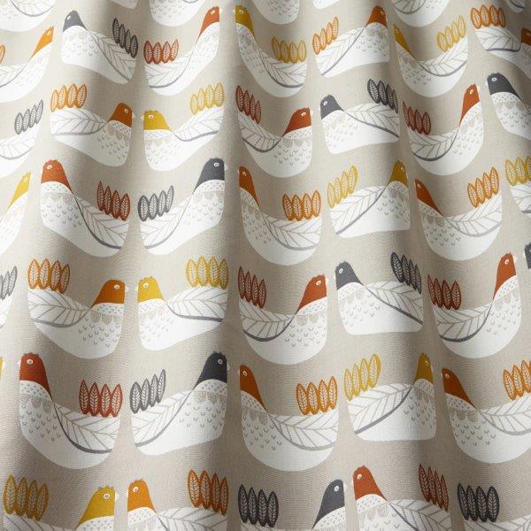 Chicken print fabric in tangerine