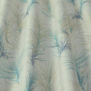 feather boa print fabric in light blues