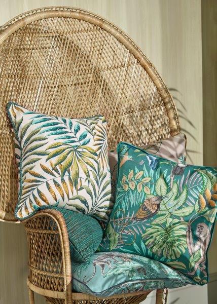 Rain forest in lagoon covered cushions